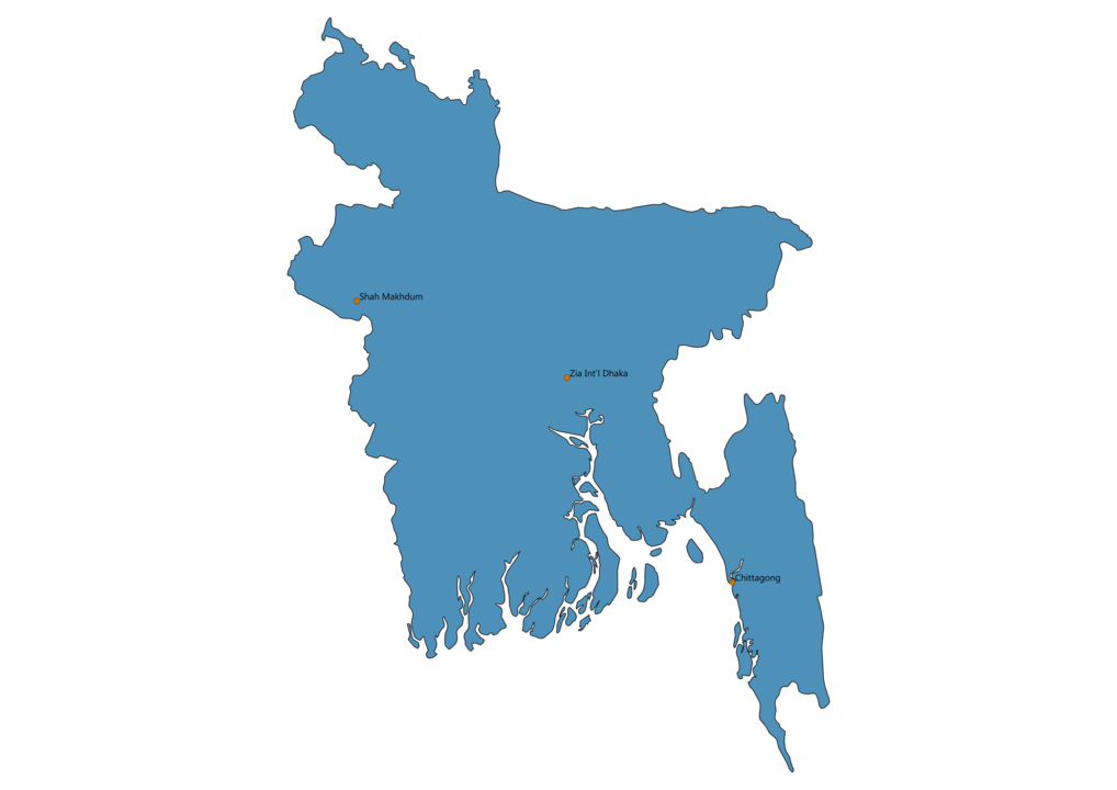 Map of Airports in Bangladesh