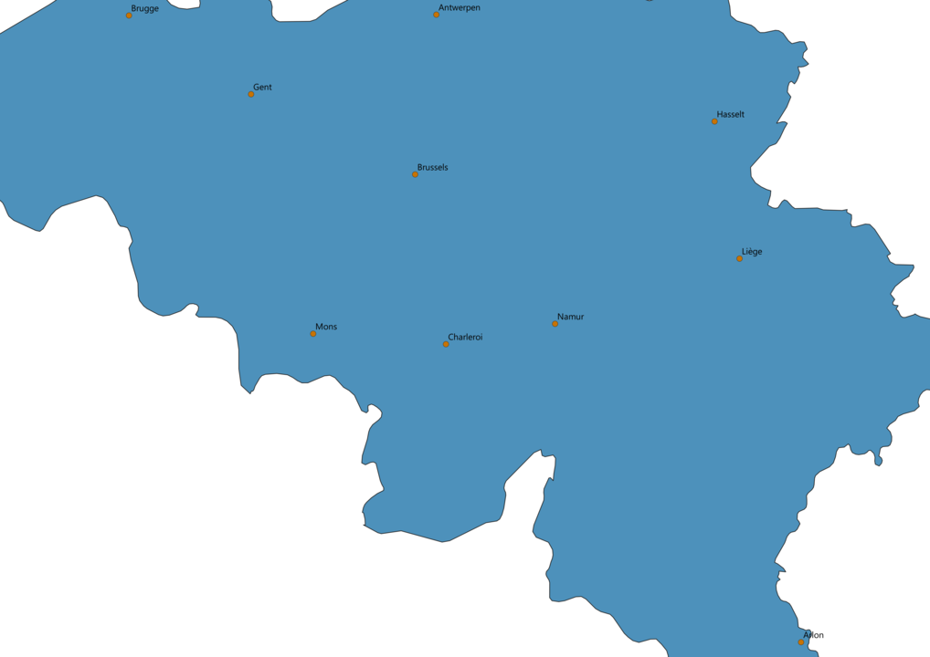 Map of Belgium With Cities SVG Vector - Cities Map