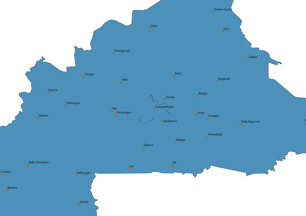 Burkina Faso Cities Map