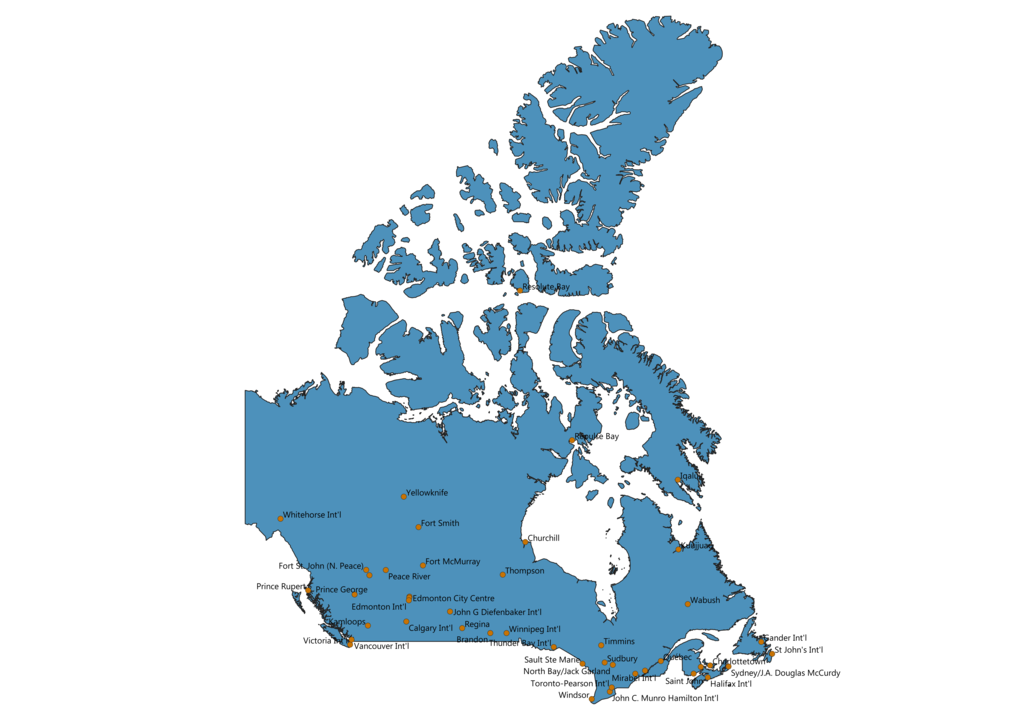 Map of Airports in Canada
