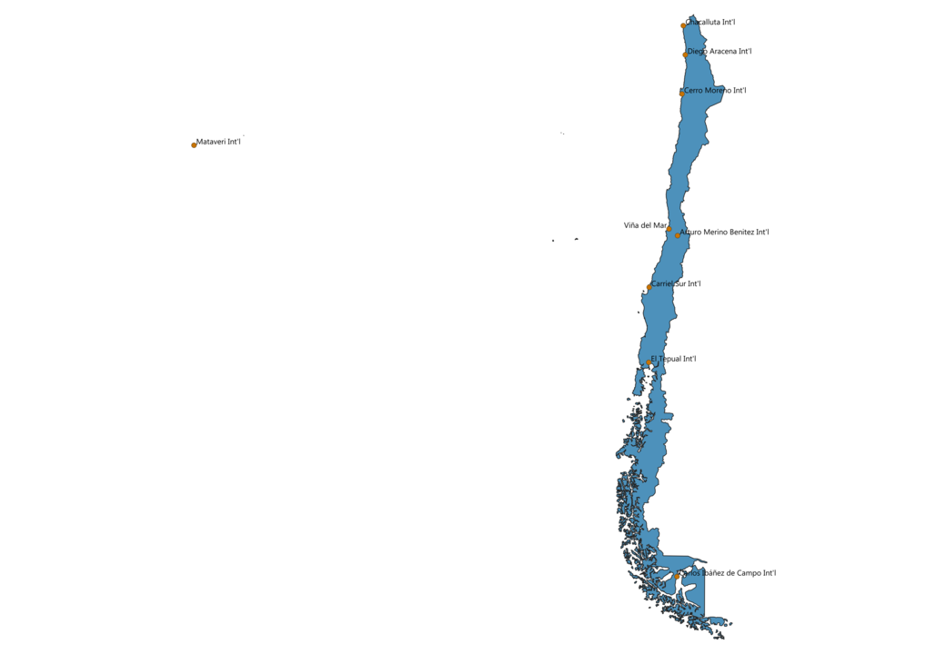 Map of Airports in Chile
