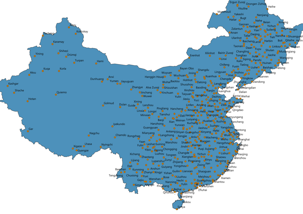 China Cities Map