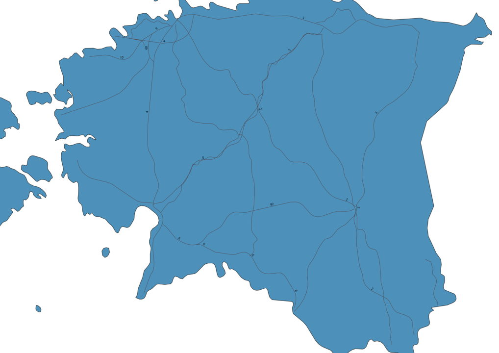 Map of Roads in Estonia