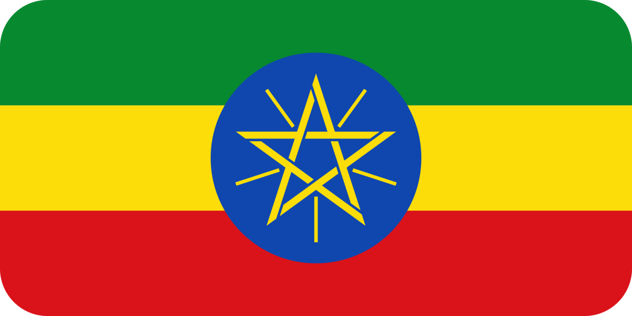 Ethiopia flag with rounded corners