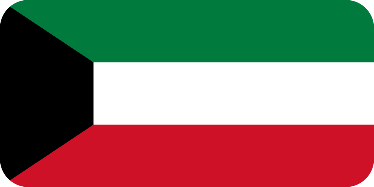 Kuwait flag with rounded corners