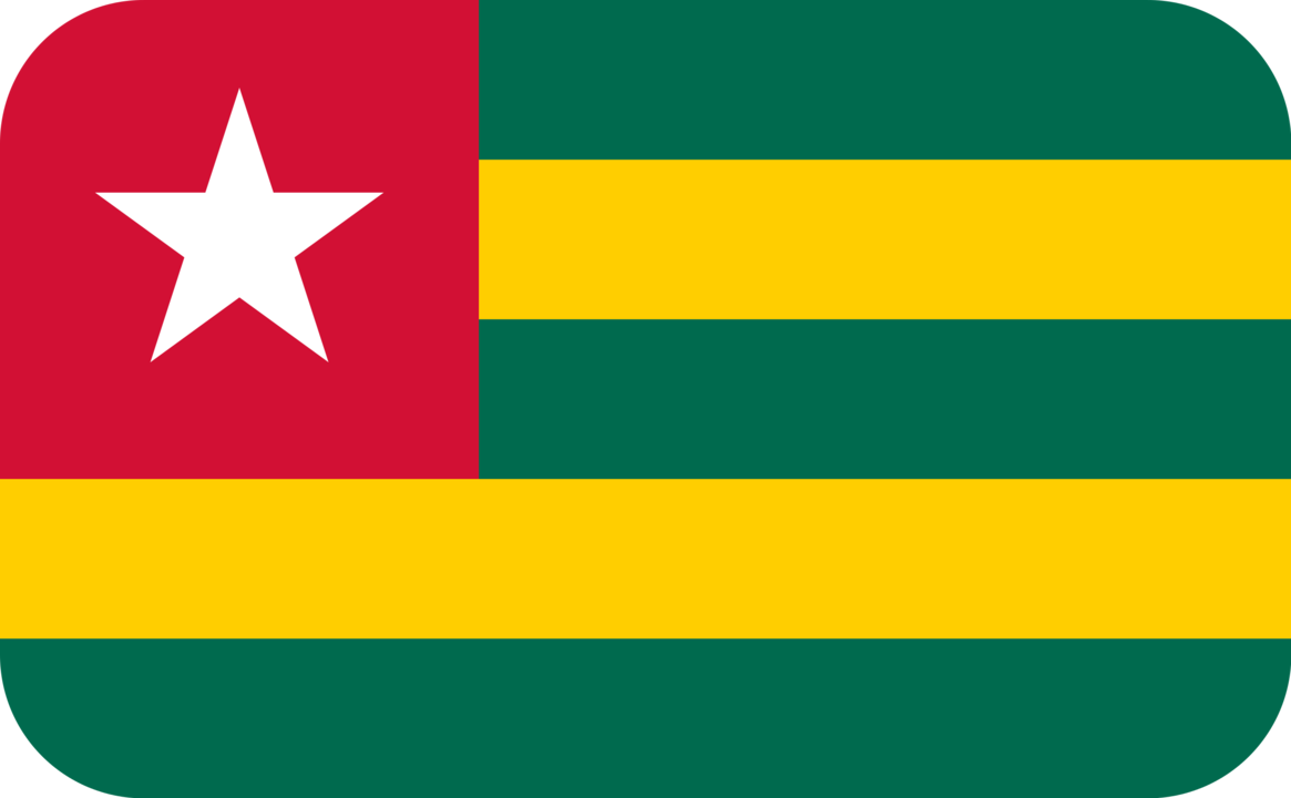 Togo flag with rounded corners