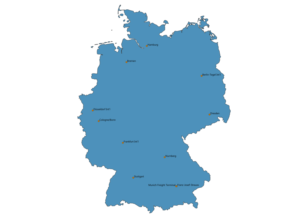 Map of Airports in Germany