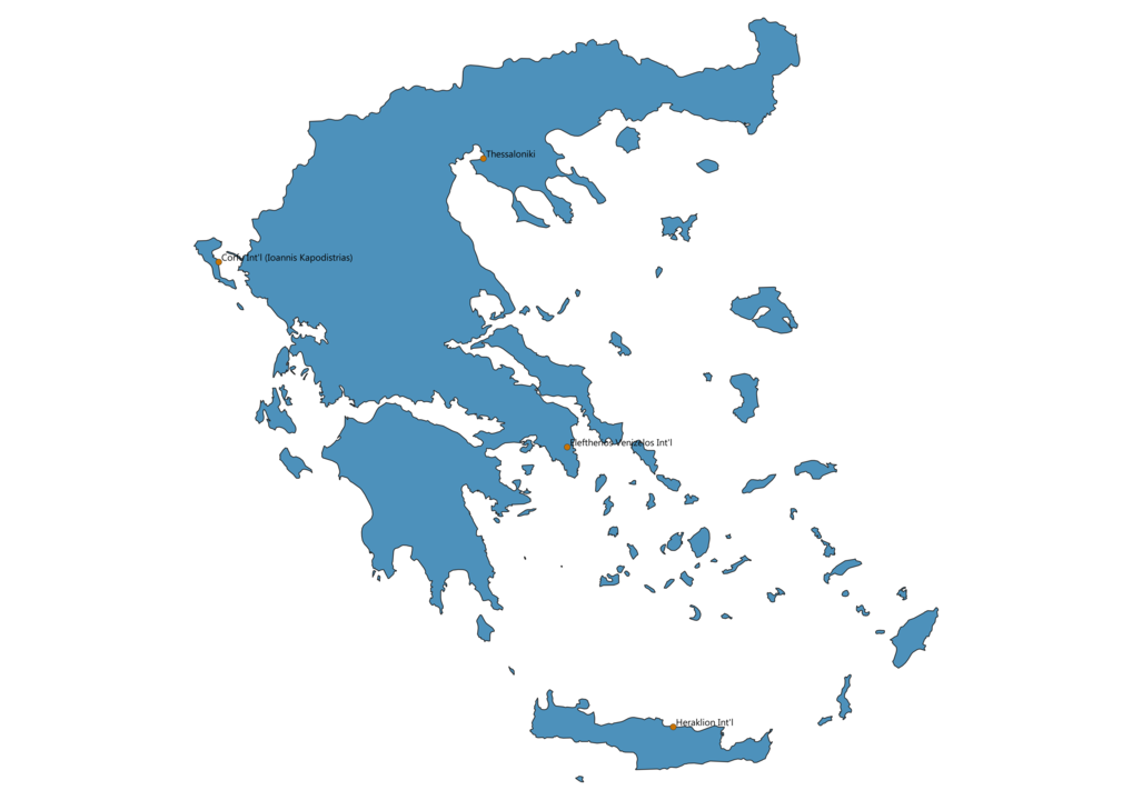 Map of Airports in Greece