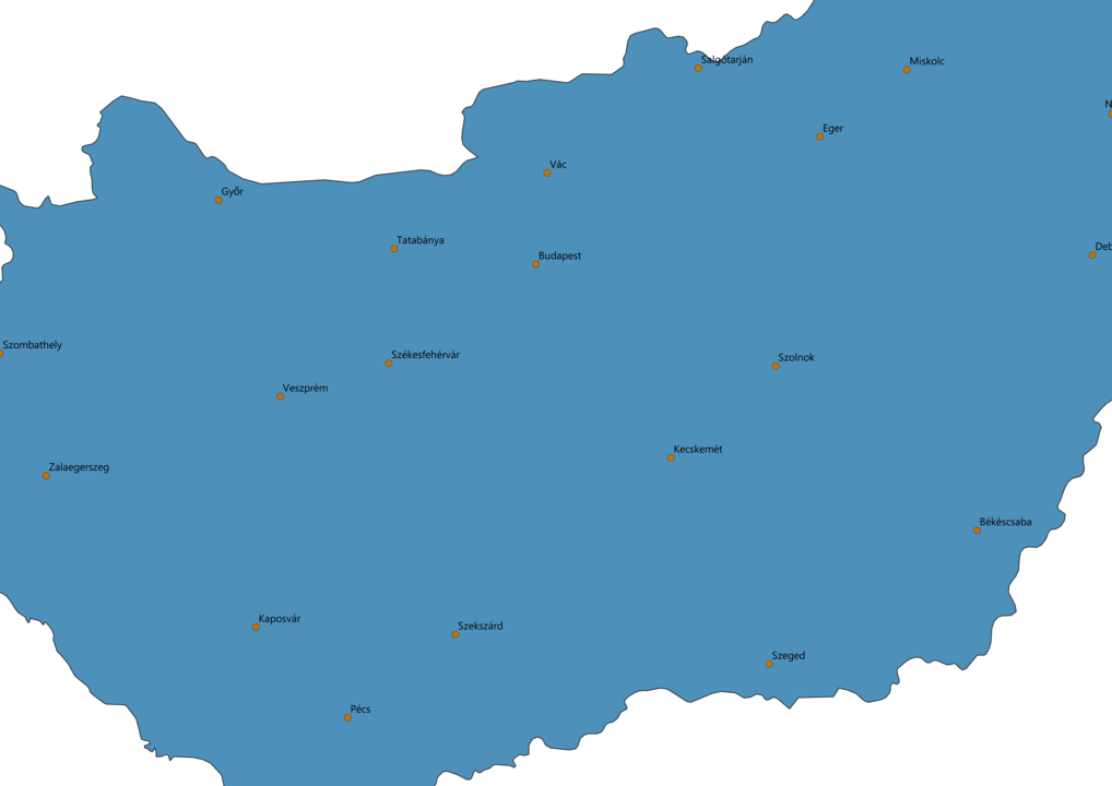 Hungary Cities Map