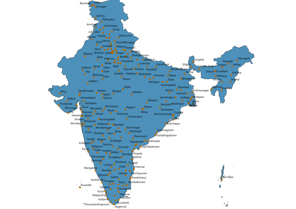 India Cities Map
