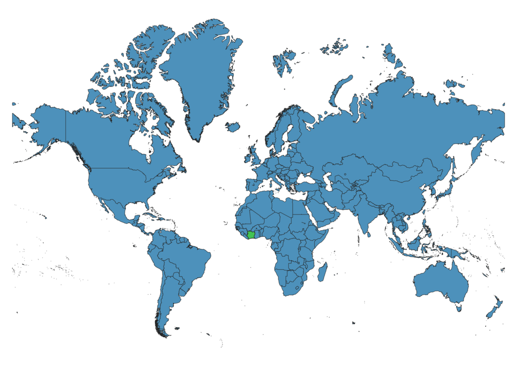 Ivory Coast Location on Global Map