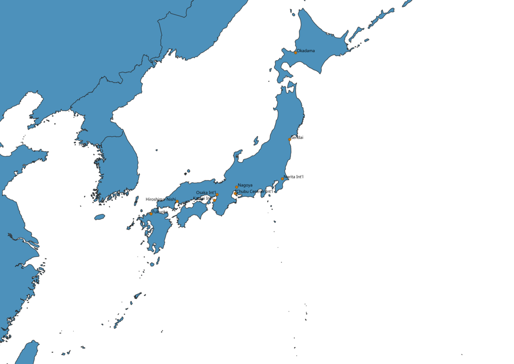Map of Airports in Japan