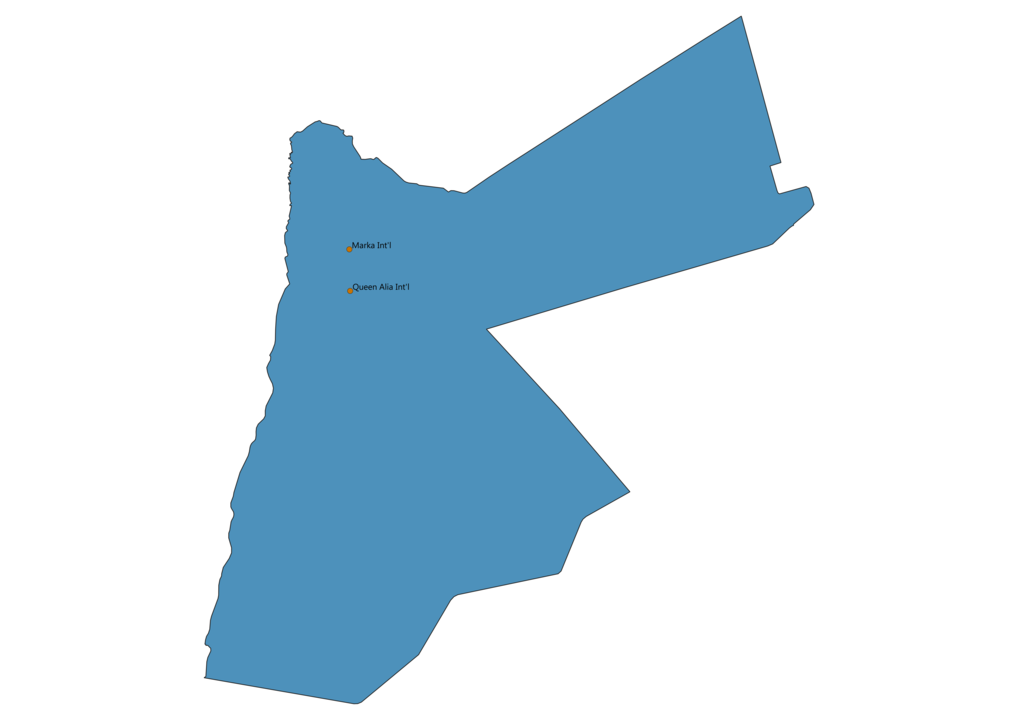 Map of Airports in Jordan