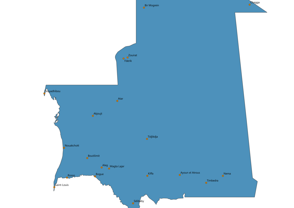 Mauritania Cities Map