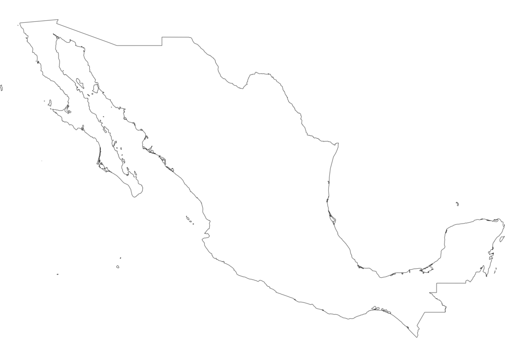 This Mexico outline map provides an empty contour map and is a vector file ...