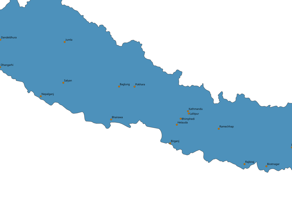 Nepal Cities Map