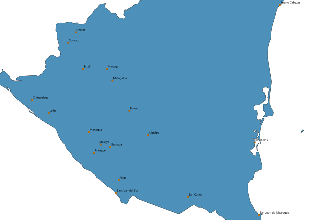 Nicaragua Cities Map