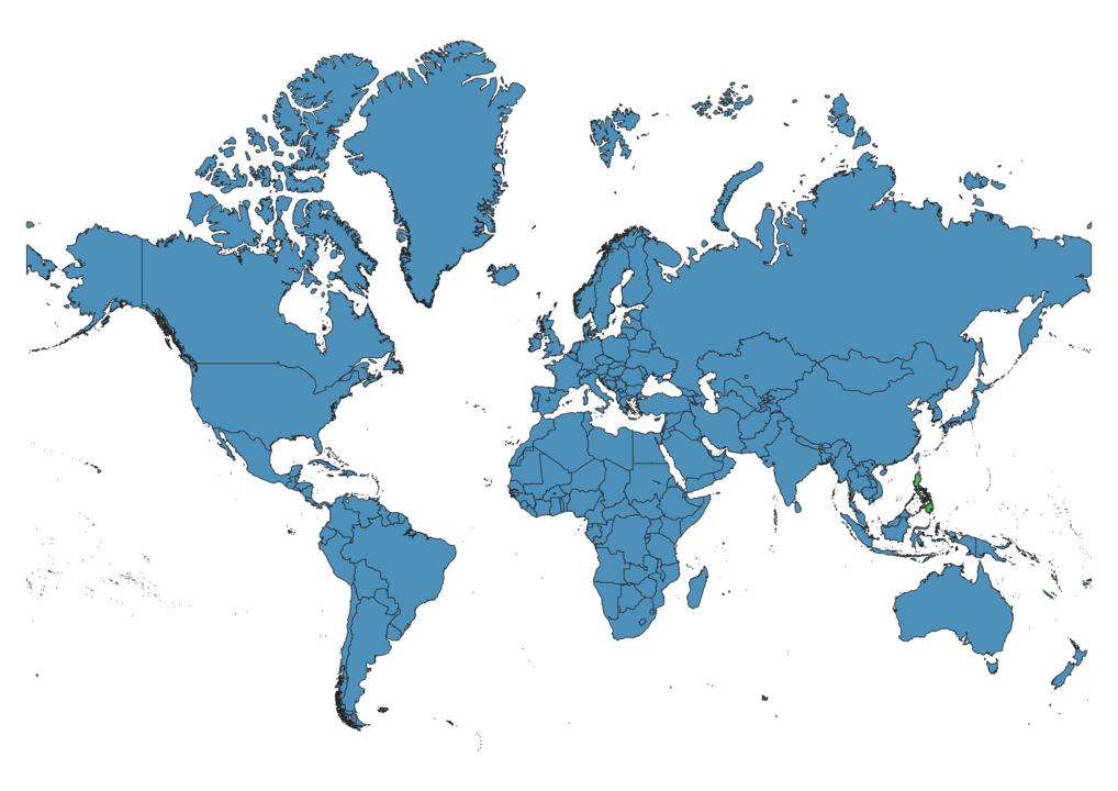 Philippines on World Map SVG Vector - Location on Global Map