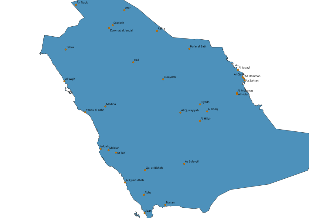 Saudi Arabia Cities Map