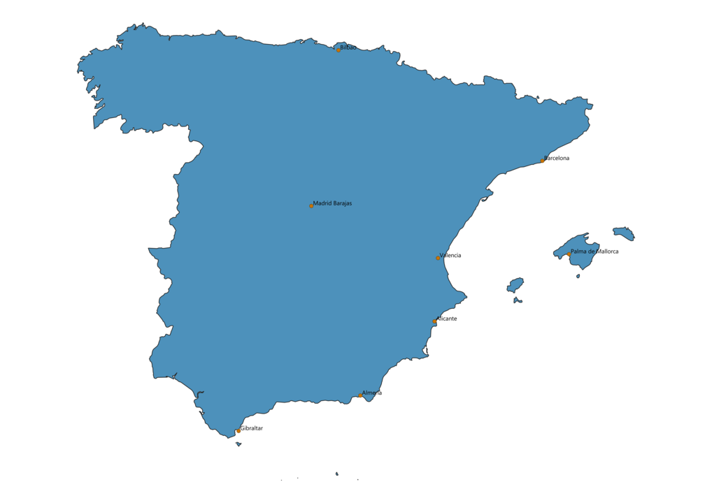 Map of Airports in Spain