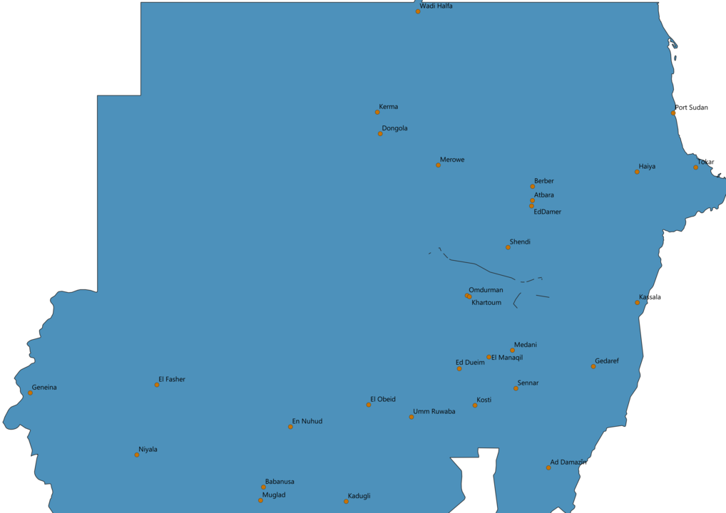 Sudan Cities Map