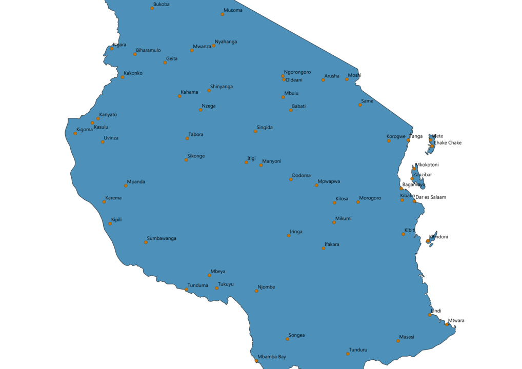 Tanzania Cities Map