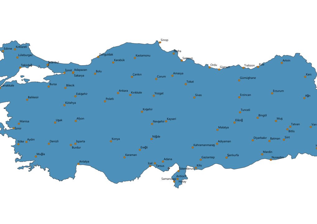 Turkey Cities Map