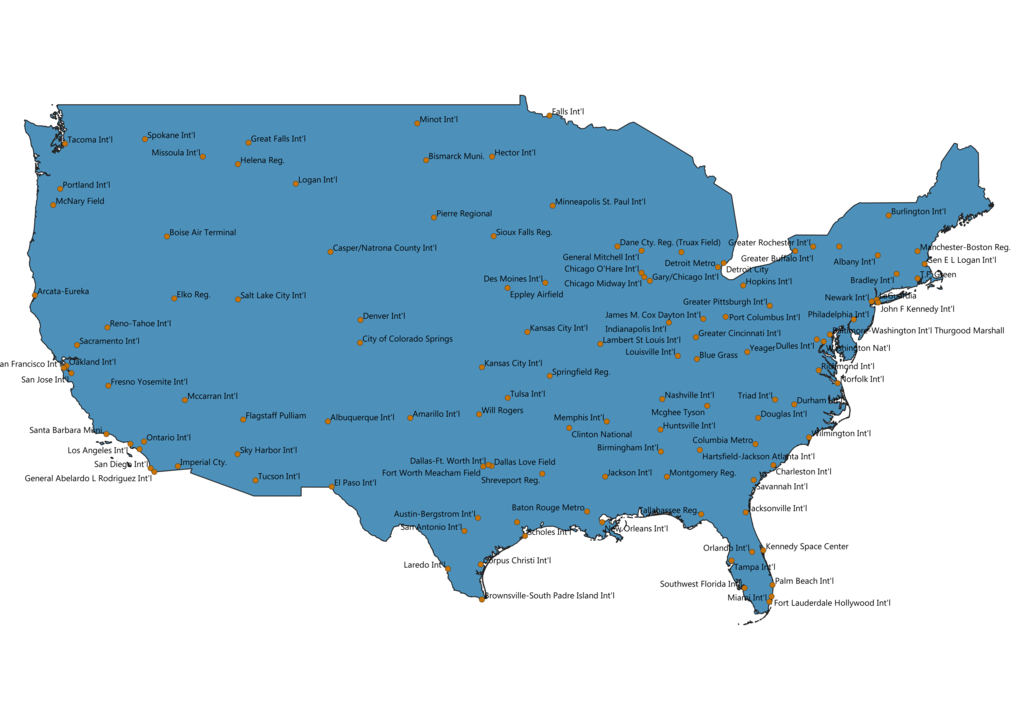 Map of Airports in United States